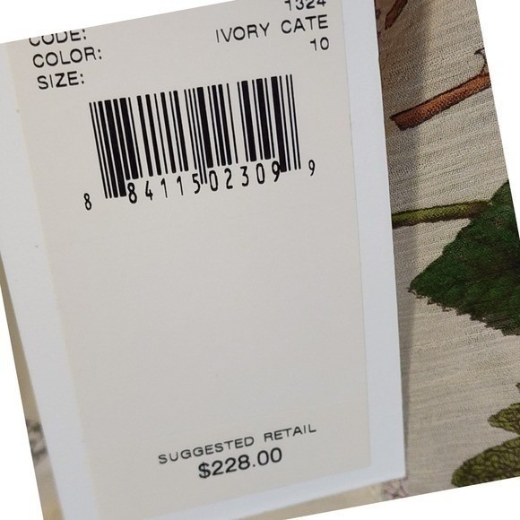 LEIFSDOTTIR Ivory Cate Floral Butterfly Ruffle Square Neck Tie Back Top Size 10 - Picture 4 of 8